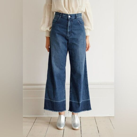 Rachel Comey Dark Blue Wide-Leg High Rise Jeans 8 - Picture 1 of 13